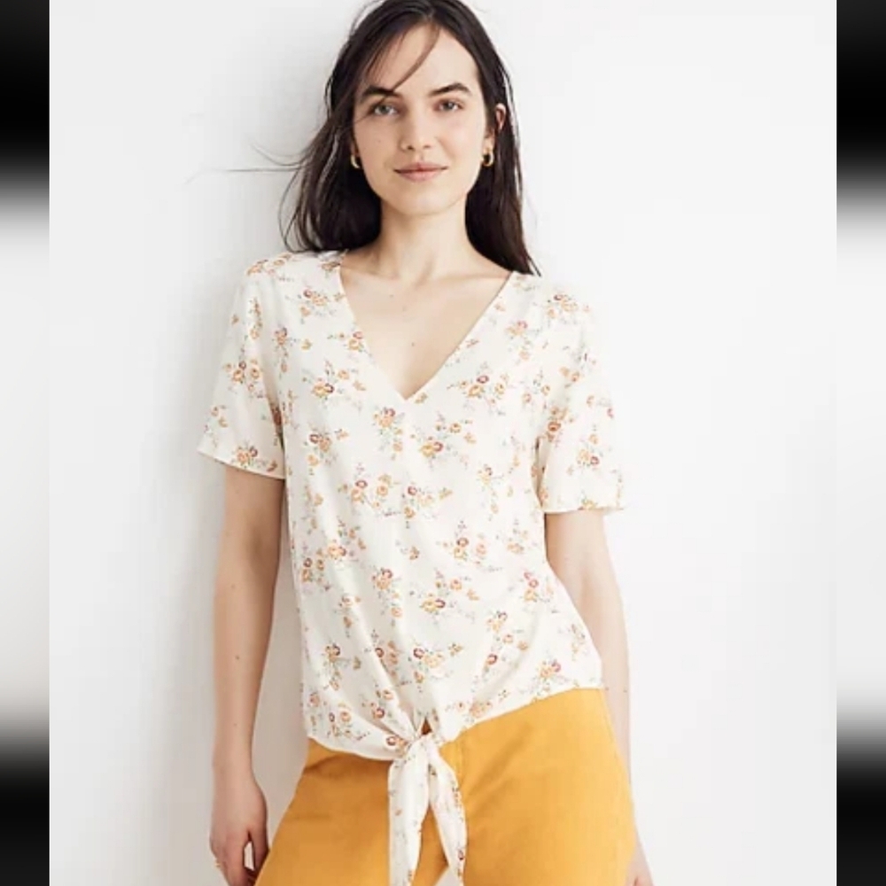 Madewell‎ Floral Blouse With Front Tie, 3X